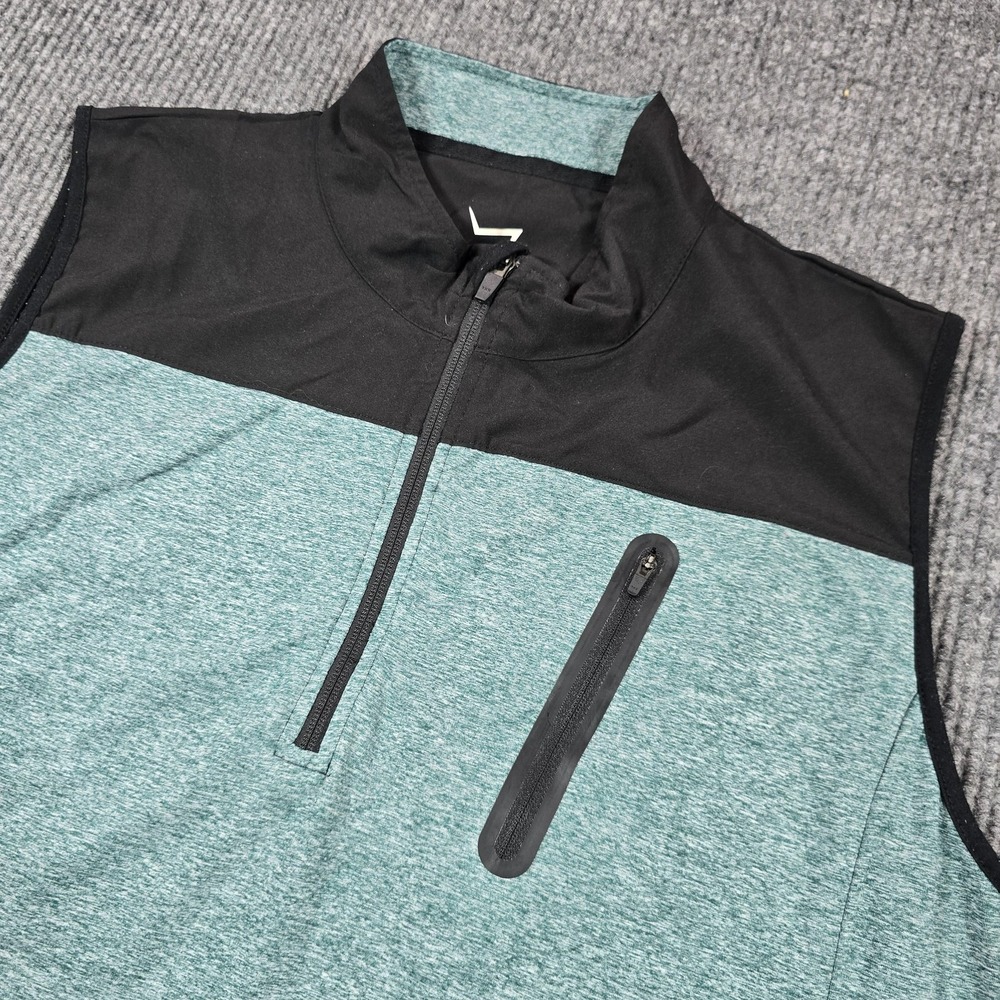 Tgw Vest Mens XL Green Black‎ 1/4 Zip Golf Mock Neck Pullover Pocket Spring
